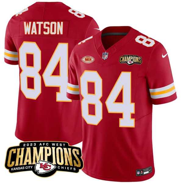 Men & Women & Youth Kansas City Chiefs #84 Justin Watson Red 2023 F.U.S.E. AFC West Champions With NKH Patch Vapor Untouchable Limited Jersey